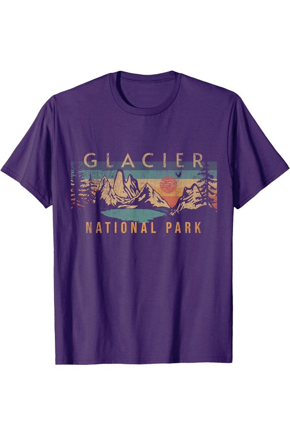 Glacier National Park USA Outdoor Vintage Unisex T-Shirt for Men Women Kids Toddler