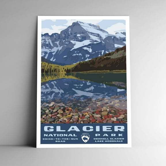 Glacier National Park Vintage Travel Poster / Postcard WPA Style