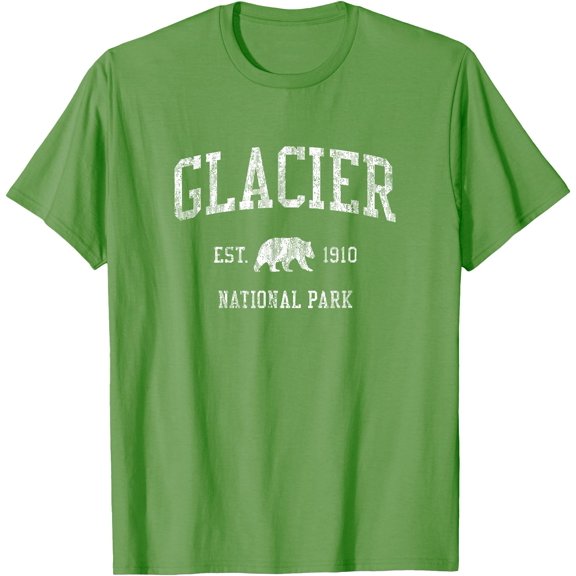 Glacier National Park Vintage Unisex T-Shirt for Men Women Kids Toddler,Lime Color,Size L