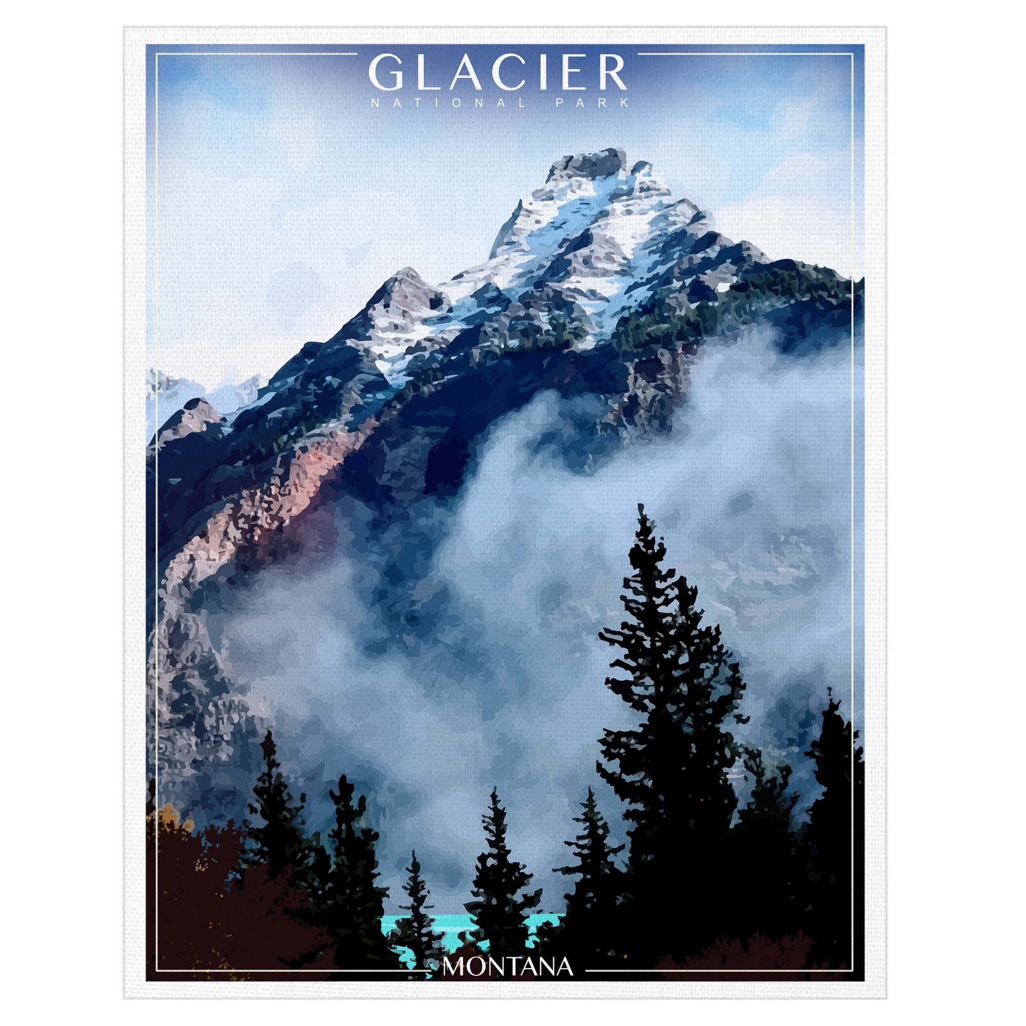 Glacier National Park by Old Red Truck Canvas Art