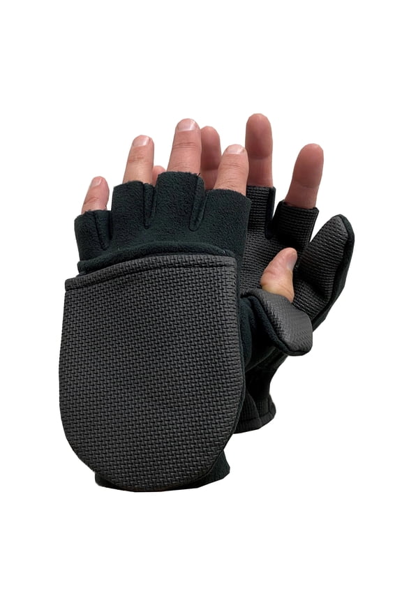 Glacier Outdoor Alaska River Series Flip Mitt Fingerless Windproof Non-Slip Fishing Gloves Black M