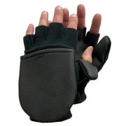 Glacier Outdoor Alaska River Series Flip Mitt Fingerless Windproof Non-Slip Fishing Gloves Black XL