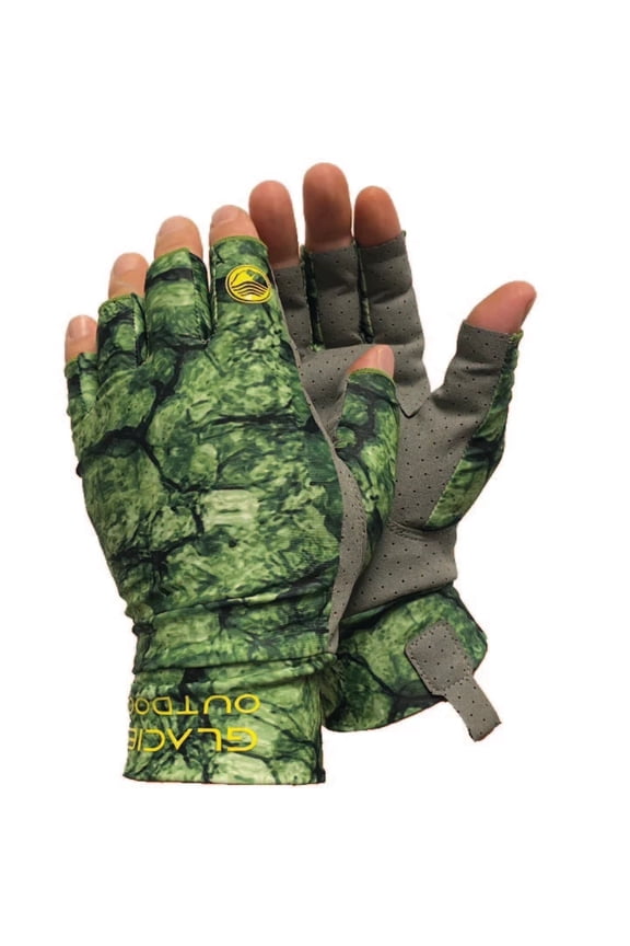 Glacier Outdoor Ascension Bay Sun Glove Unisex UV Protection Fingerless Summer Gloves, Gator Green L