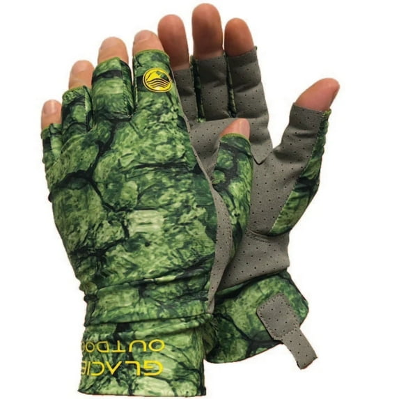 Glacier Outdoor Ascension Bay Sun Glove Unisex UV Protection Fingerless Summer Gloves, Gator Green XL