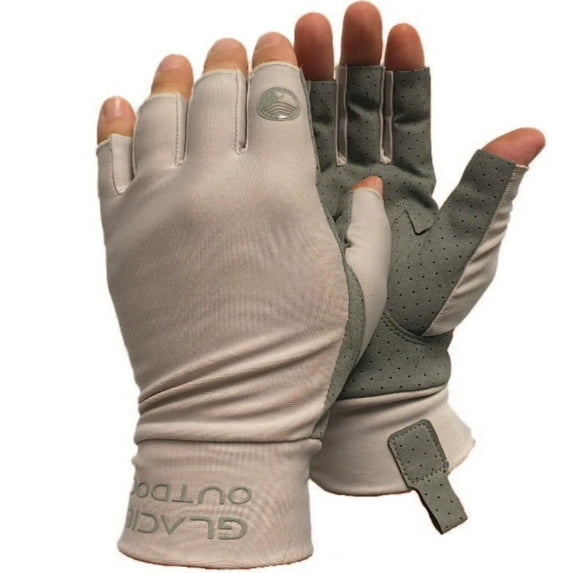 Glacier Outdoor Ascension Bay Sun Glove Unisex UV Protection Fingerless Summer Gloves, Gray L