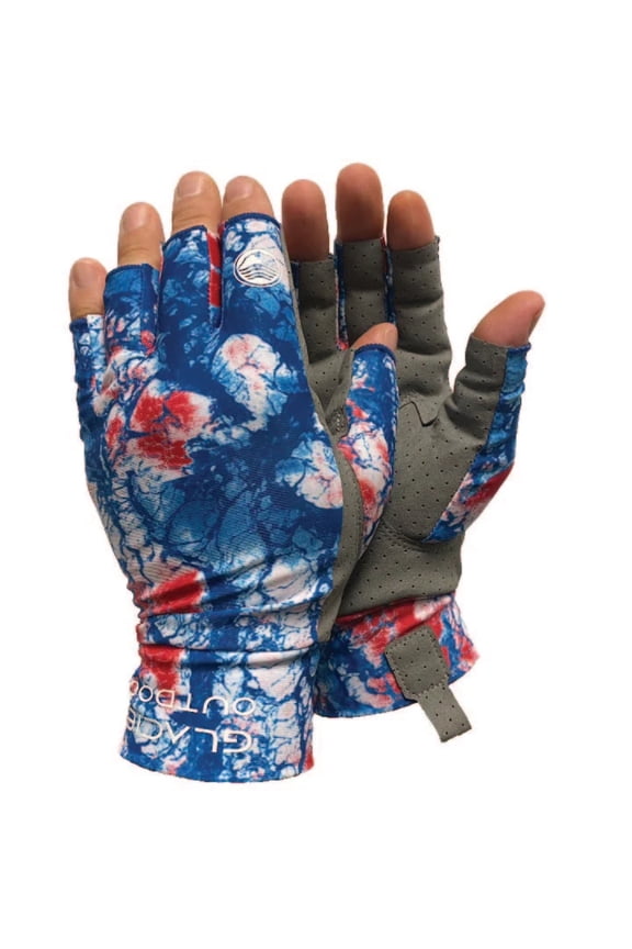 Glacier Outdoor Ascension Bay Sun Glove Unisex UV Protection Fingerless Summer Gloves, Patriot M