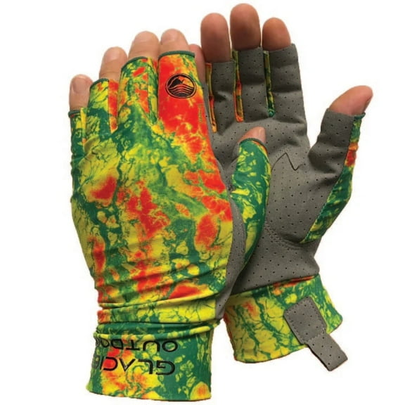 Glacier Outdoor Ascension Bay Sun Glove Unisex UV Protection Fingerless Summer Gloves, Rasta S