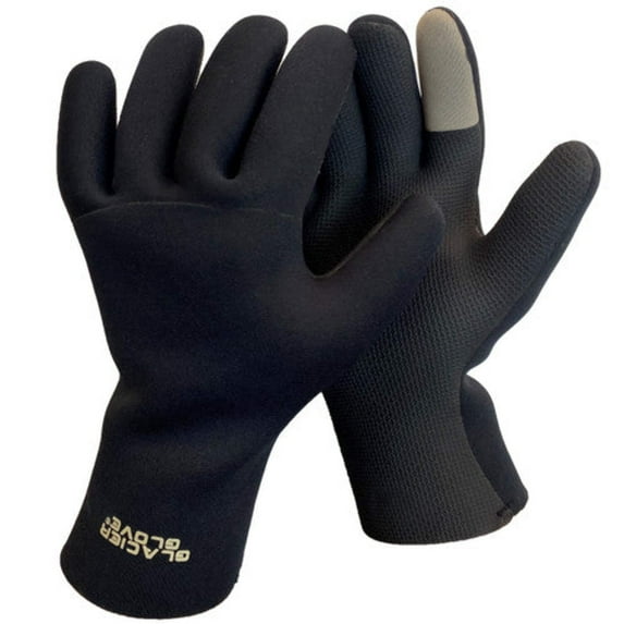Glacier Outdoor Bristol Bay™ Unisex Waterproof Sharkskin Fleece Neoprene Fishing Gloves, Black XL