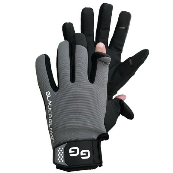 Glacier Outdoor Elite Angler Black/Gray Split Finger Water-Resistant Vented Fishing Gloves, L