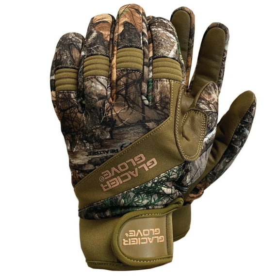 Glacier Outdoor Guide Glove Unisex 100% Leather Palm Water-Resistant for Hunting, Realtree EDGE XL