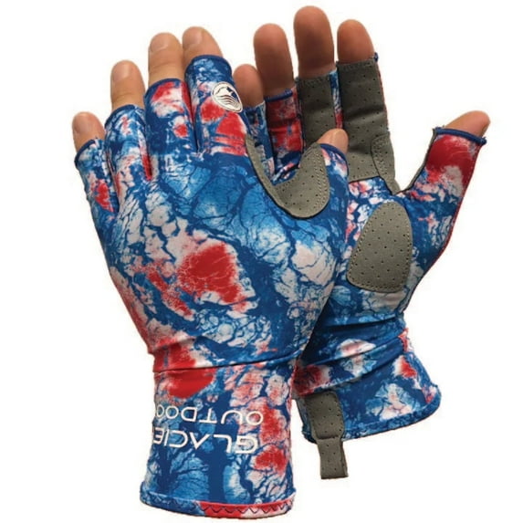 Glacier Outdoor Islamorada Sun Glove Unisex UV Protection Fingerless Summer Gloves, Patriot XL
