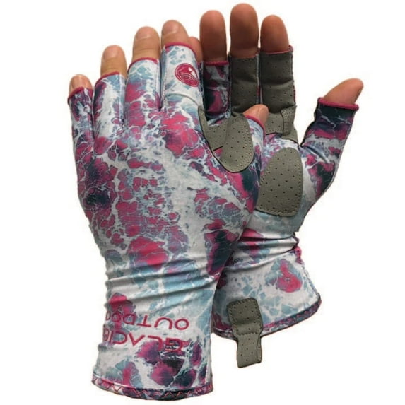 Glacier Outdoor Islamorada Sun Glove Unisex UV Protection Fingerless Summer Gloves, Pink Camo M