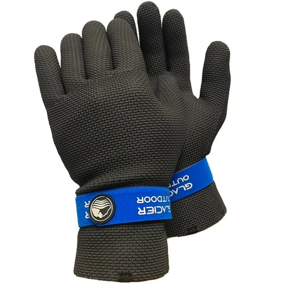 Glacier Outdoor Kenai Waterproof Black Unisex 2MM Nylon Lined TechLine Neoprene Sharkskin Gloves XL