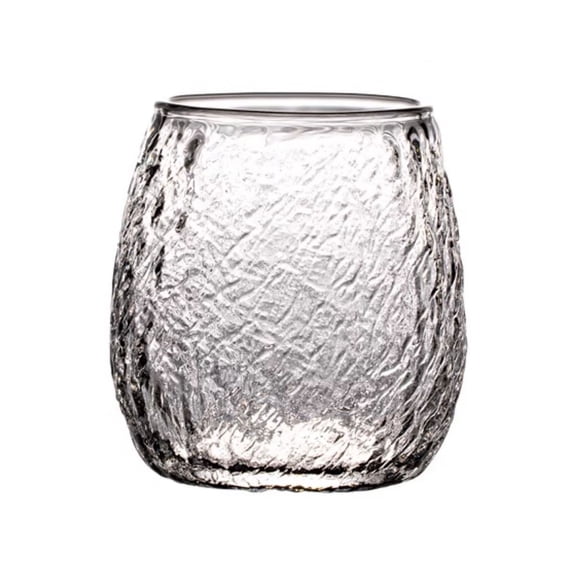 Glacier Pattern Drinking Glasses, 10Oz Stemless Textured Borosilicate Glass Water Cups