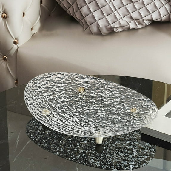 Glacier Pattern Fruit Serving Tray | Clear Ice Design Snack Platter | Stackable Food Display Dish for Coffee Table | Dry Fruits, Cookies & Appetizers | Durable & Odorless Material