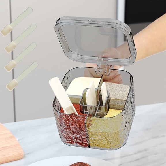 Glacier Pattern Seasoning Jar Organizer Airtight Spice Storage Container for Kitchen Counter and Cabinet