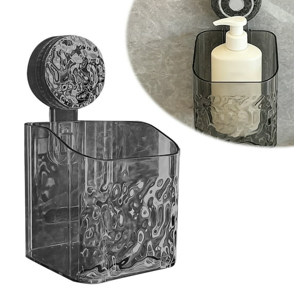 Glacier Pattern Suction Cup Wall Mounted Storage Basket Kitchen Organizer For Oil Salt Sauce Bottles Large Capacity Removable Shelf