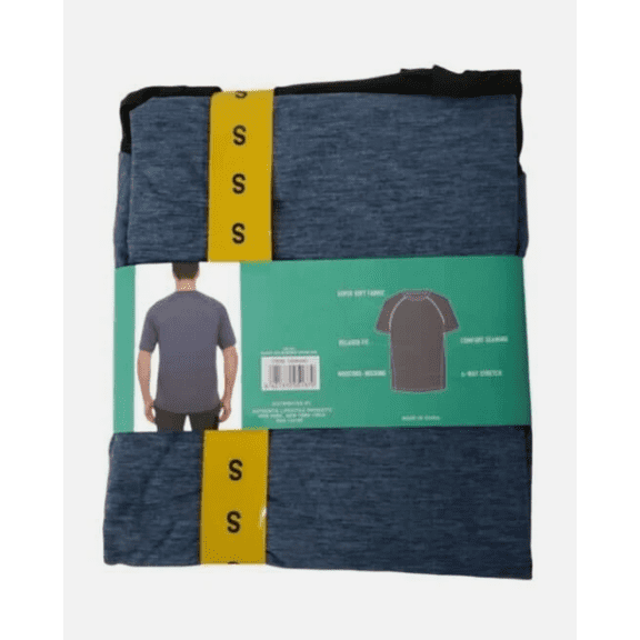 Glacier Performance Men's, 2 Pack Tee Black Solid/ Blue. ( Size Small.)