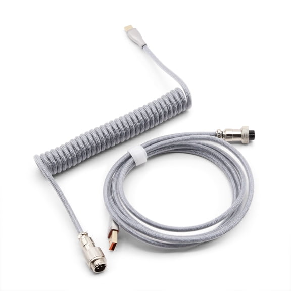 Glacier Premium Durable Quality Braided USB-C to USB-A Coiled Cable with Detachable Metal Aviator Connector Plug for Mechanical Keyboard