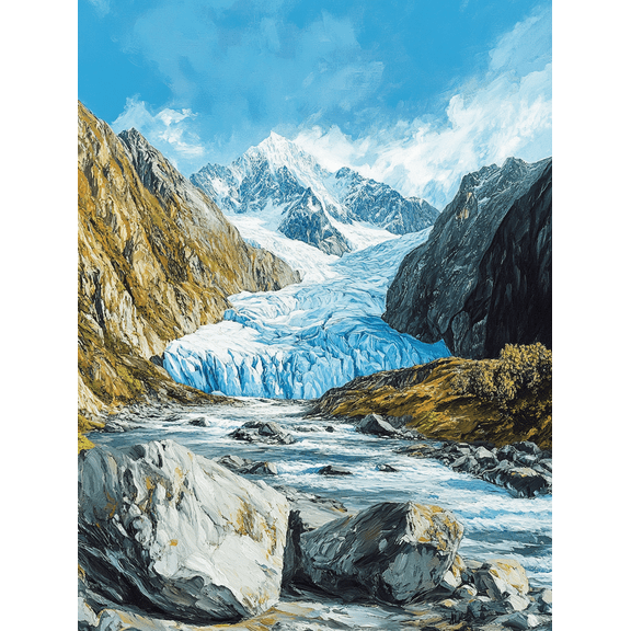 Glacier River Landscape Canvas Print/Wall ArtSuitable for living roombedroomofficehoteland restaurant decoration.
