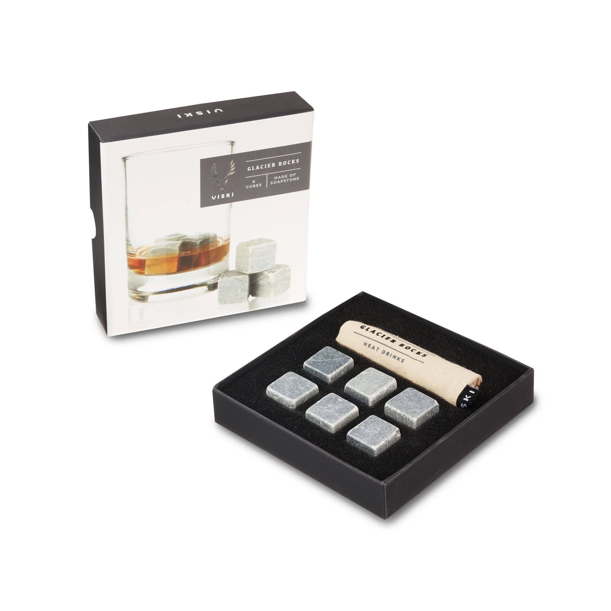 Glacier Rocks Gray Soapstone Whiskey Cubes Set