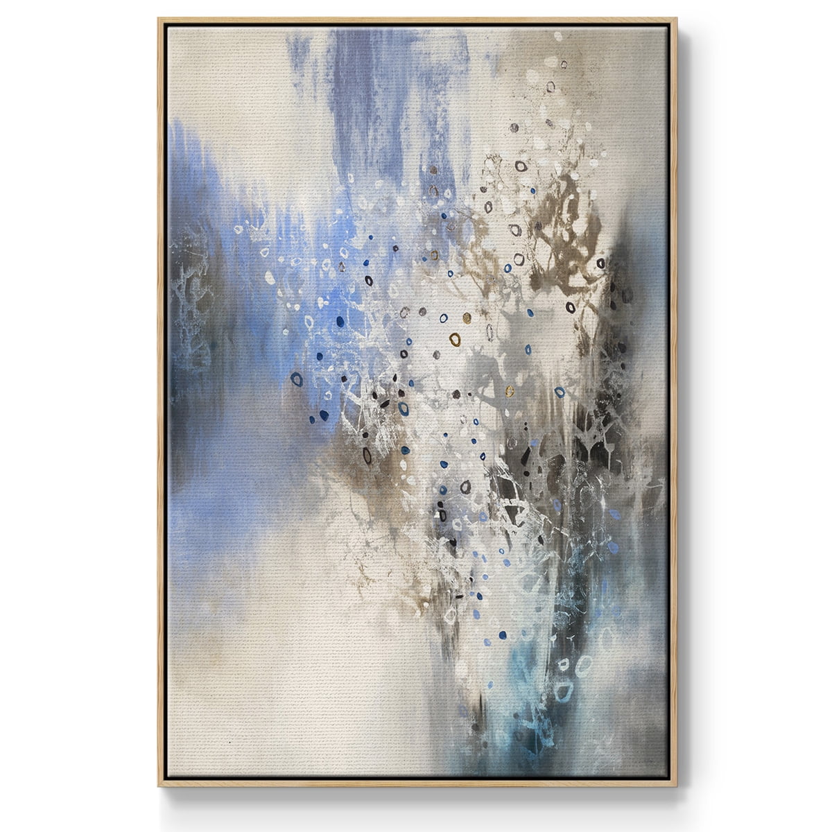 Glacier Stones Framed Premium Gallery Wrapped Canvas - Ready to Hang - 27 x 41 - Natural Wood Floating Frame