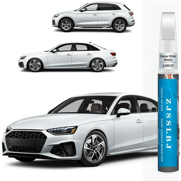 Glacier White Metallic(LS9R/2Y) Touch Up Paint Compatible with Audi, Car Paint Pen Scratch Repair Two-In-One Touch Up Paint, Premium Car Scratch Remover for Deep Scratches