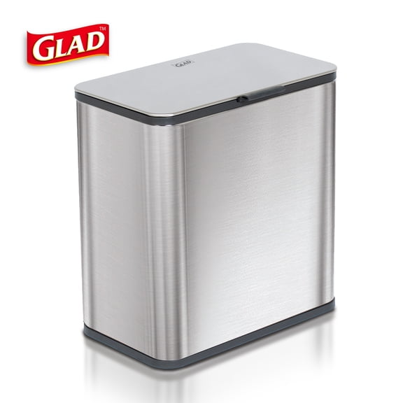 Glad Kitchen Compost Trash Can, 1.5 Gallon STainless Steel Garbage Bin, Silver