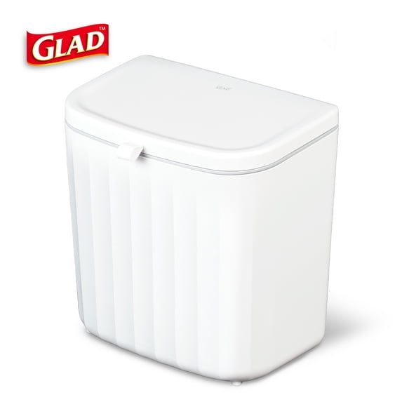 Glad Kitchen Compost Trash Can, 1.8 Gallon Plastic Garbage Bin, White