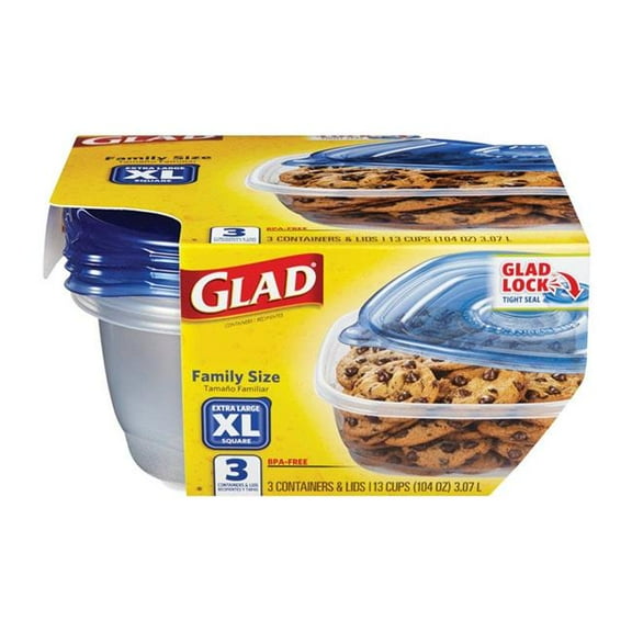 Glad 6337125 104 oz Food Storage Container, Clear - Pack of 3
