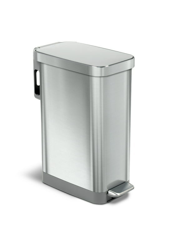 Glad 12 Gallon Slim ALL Stainless Steel Step on Kitchen Trash Can