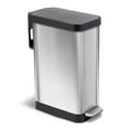 thumbnail image 1 of Glad Kitchen Trash Can, 12 Gallon Stainless Steel Slim Step Garbage Bin with Black Lid, Silver, 1 of 5