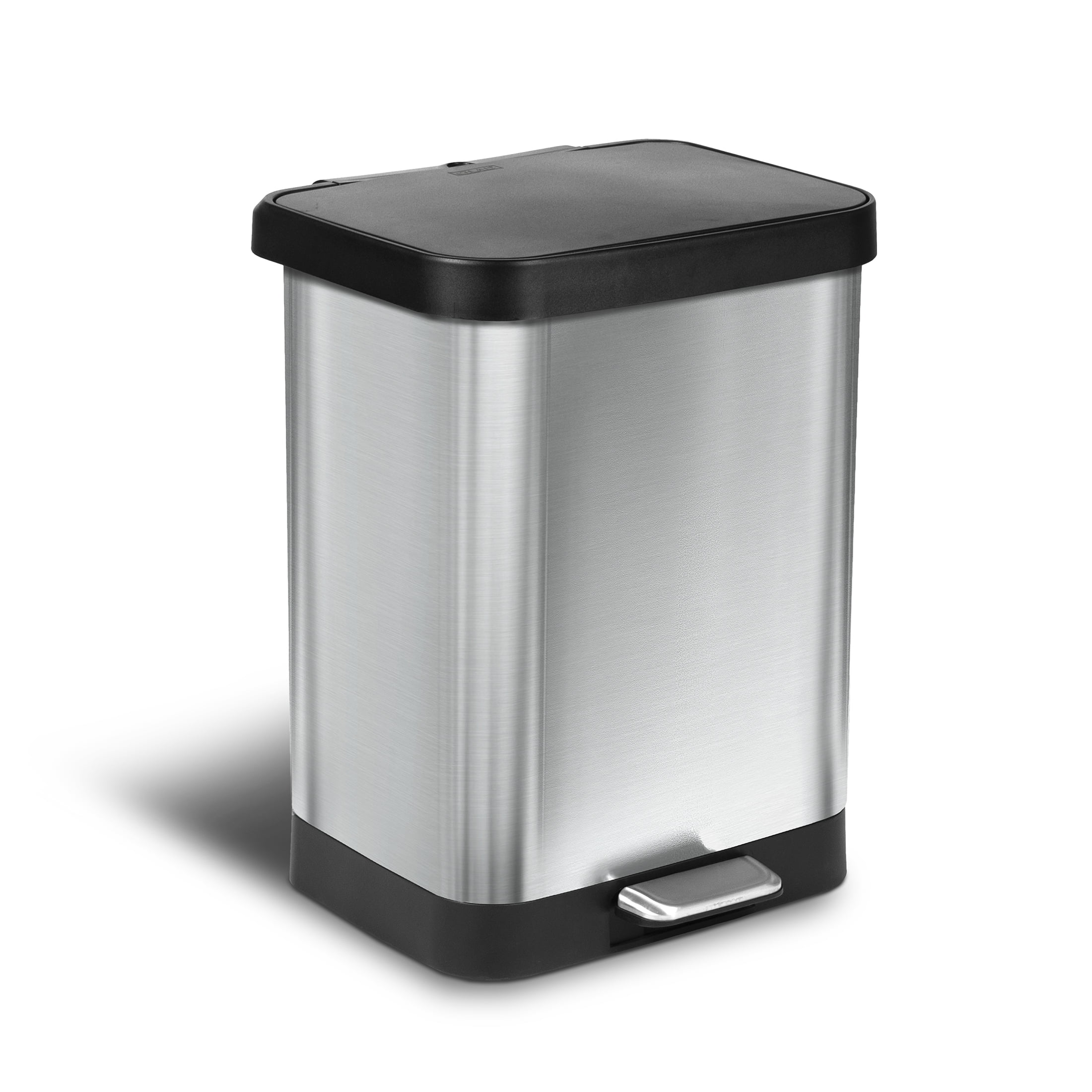 Glad 13 Gallon Stainless Steel Step on Kitchen Trash Can 