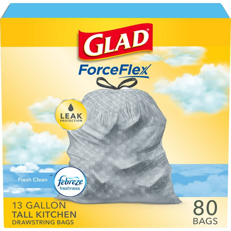 Glad Tall Handle-Tie Kitchen Trash Bags - 13 Gallon - 50 Count - 4 Pack  (Packaging May Vary)