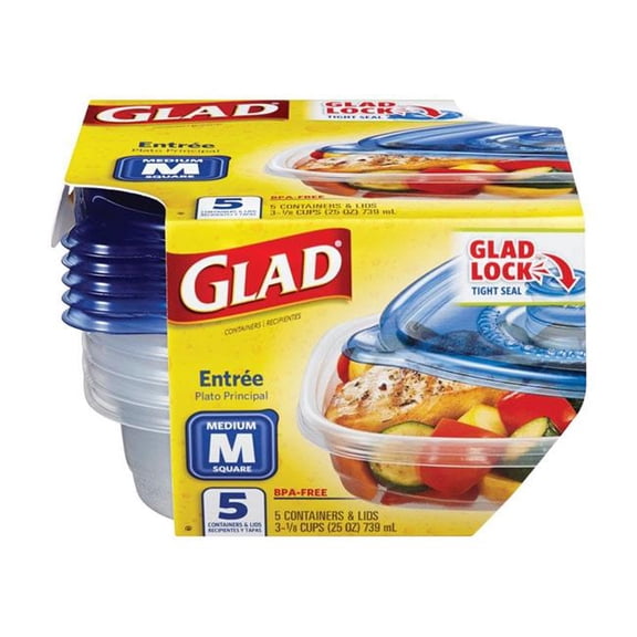 Glad 6337117 25 oz Clear Food Storage Container - Pack of 5