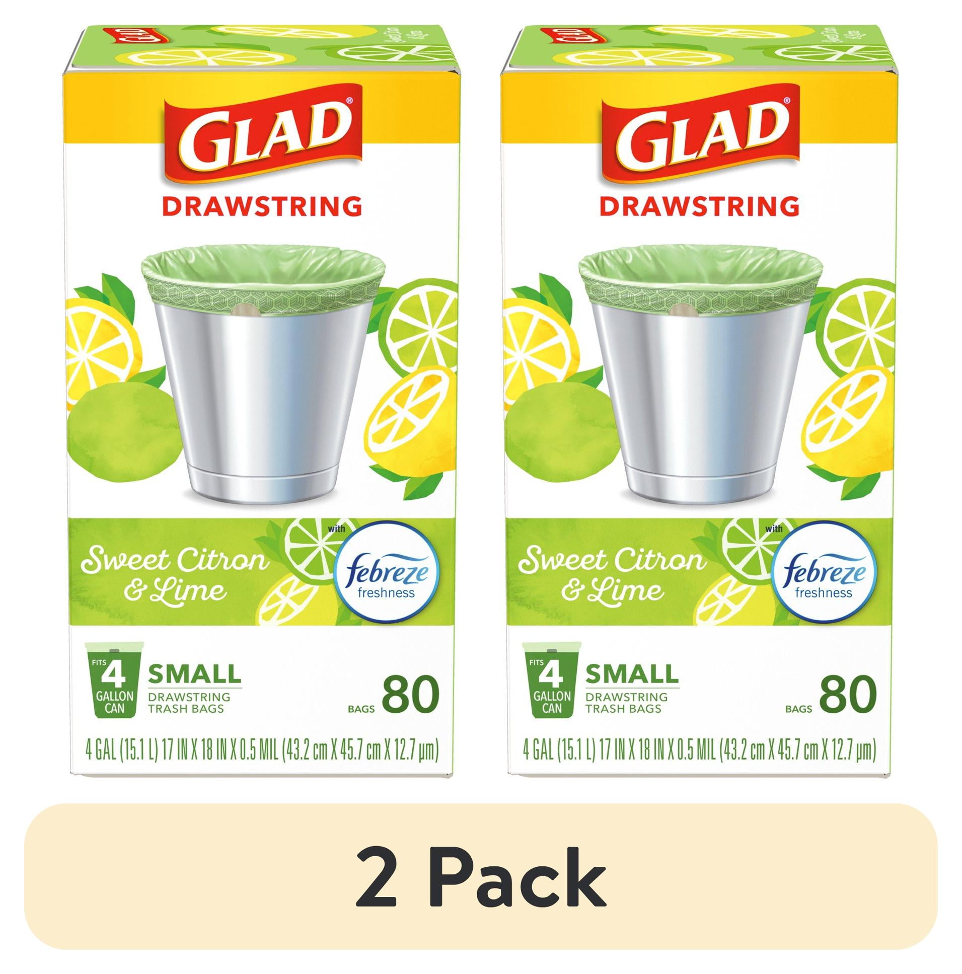 Glad Trash Bags, Drawstring, Sweet Citron & Lime, Small, 4 Gallon - 34 bags