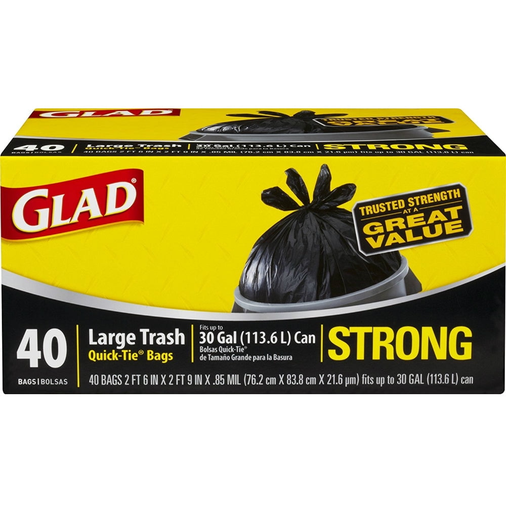 Glad 60035 Outdoor Large Trash Bag, 30 Gallon, 40 Count Glad 60035 Outdoor Large Trash Bag, 30 Gallon, 40 Count