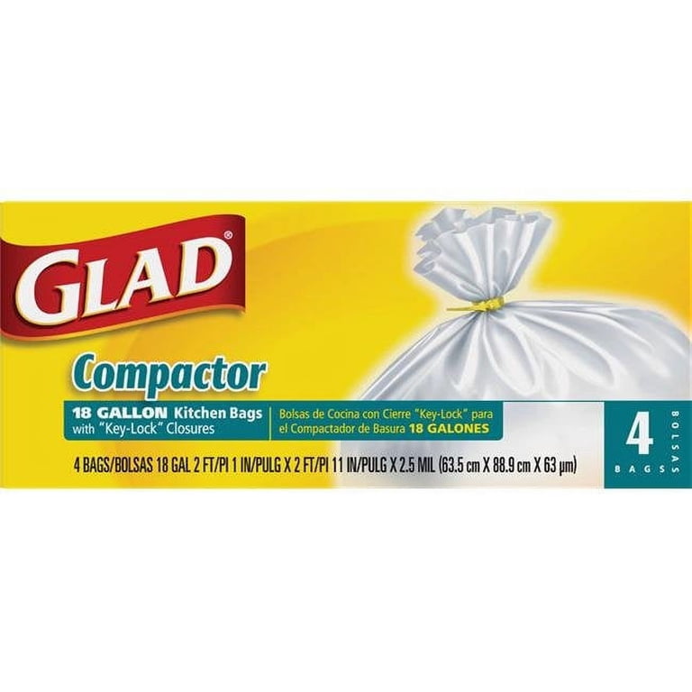 Glad, Trash Bags, 18 Gal. Compactor, with Key-Lock Closure