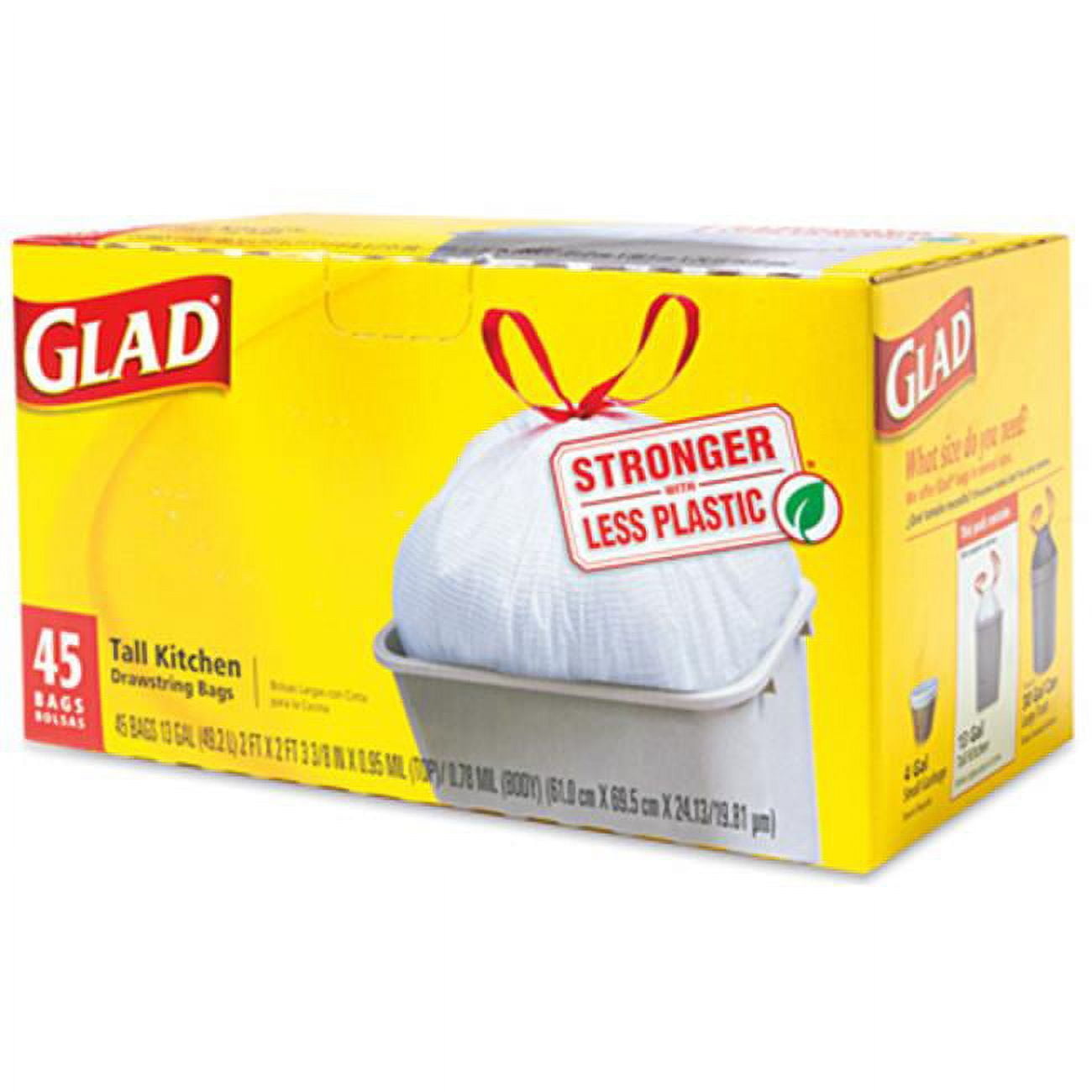 Glad 78362 Tall Kitchen Trash Bag, 45 Count 13 Gallon