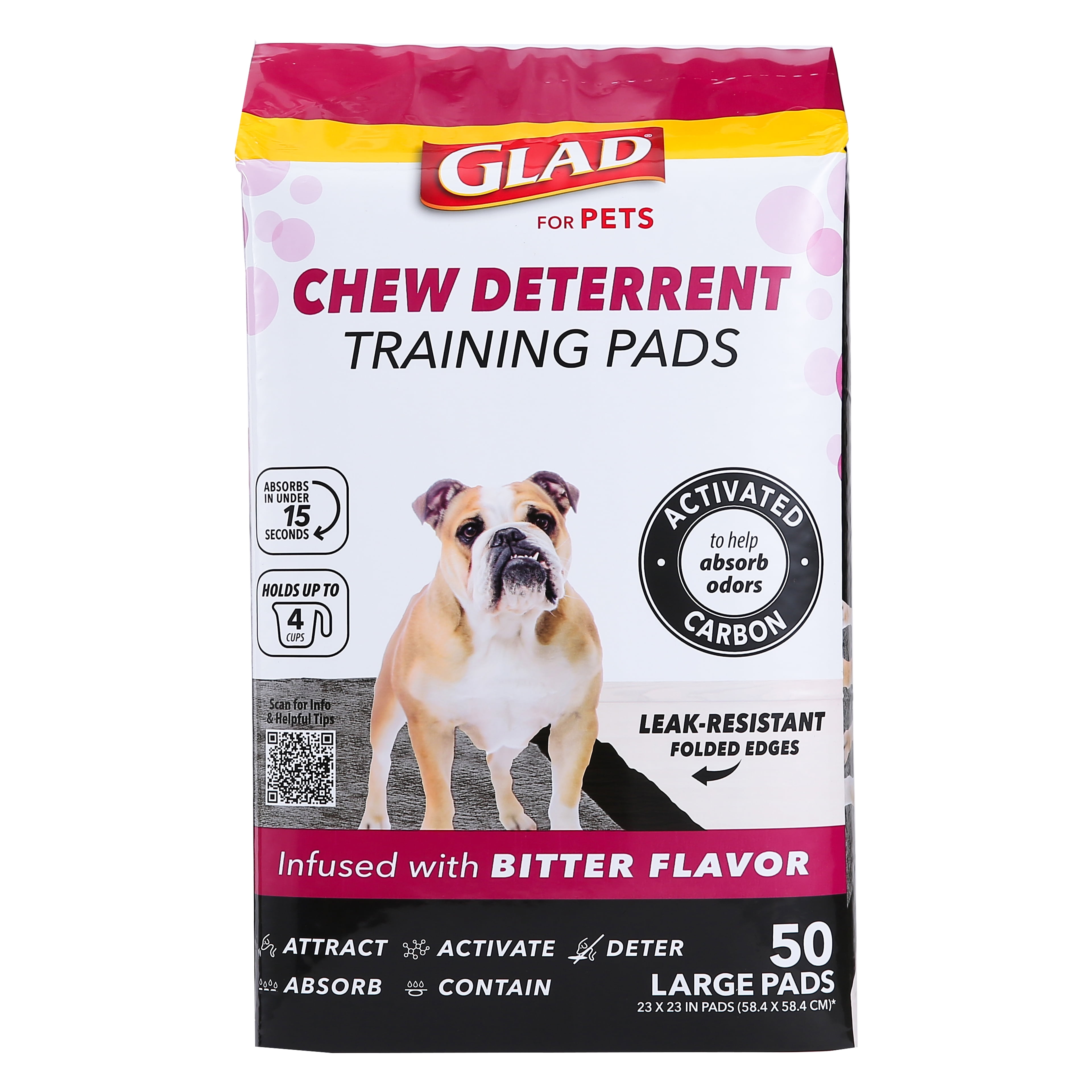 Glad Activated Carbon Puppy Dog Training Pads with Chew Deterrent Odor