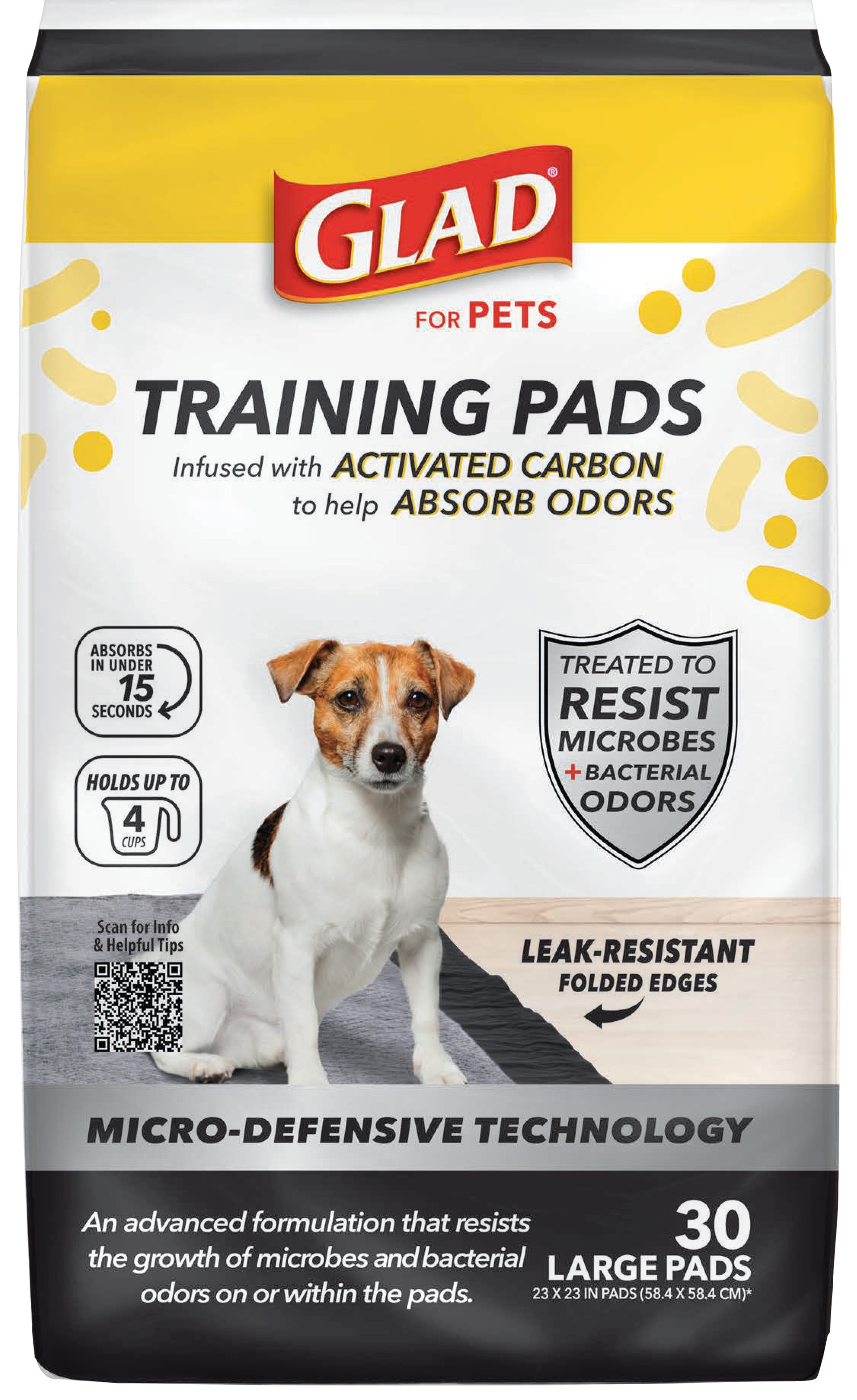 Large Activated Carbon Anti-Microbial Dog Training Pads, 30 Count