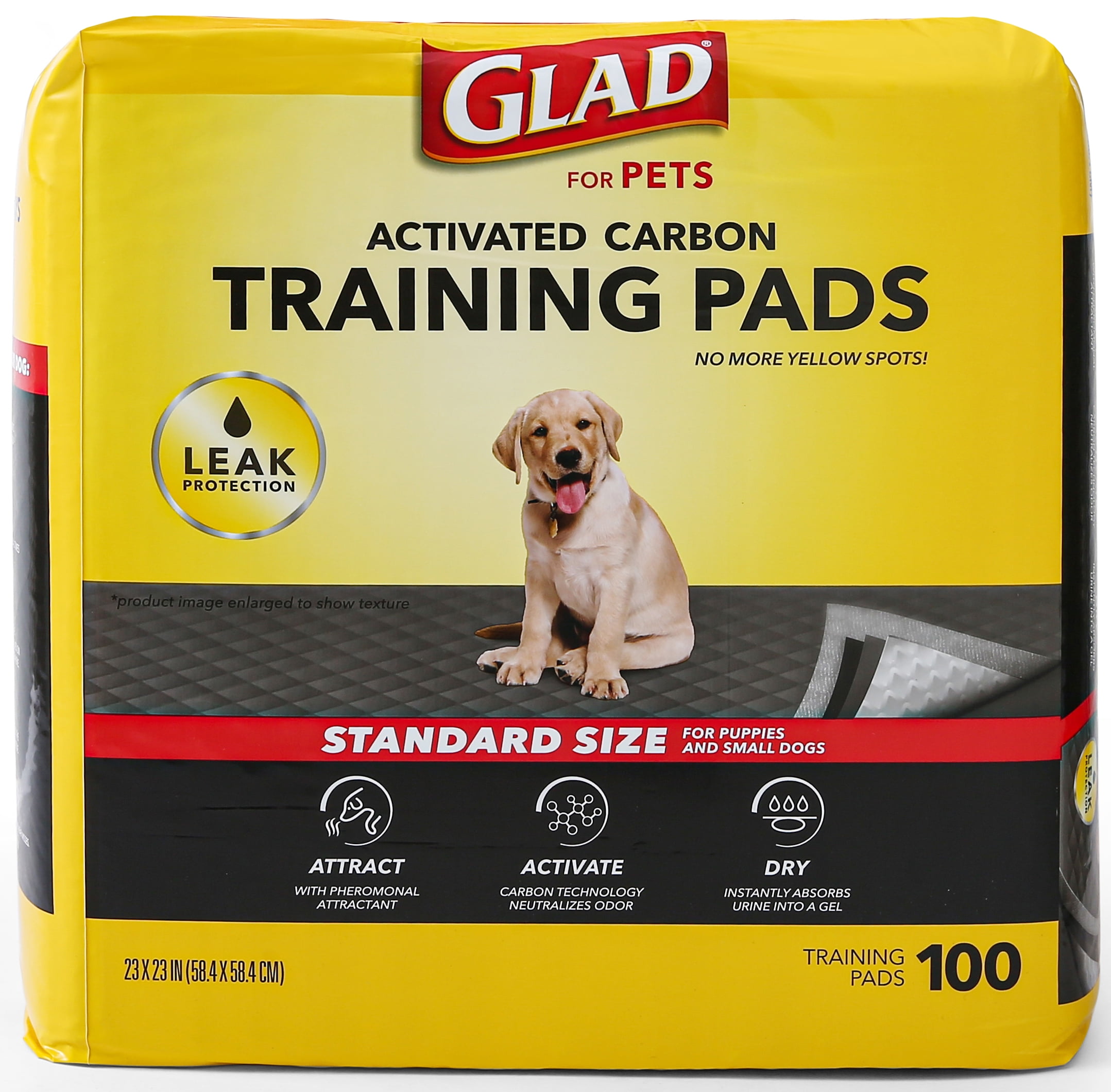 Glad Activated Charcoal Leak Resistant Training Pads for Dogs 23in x 23in 100 Count