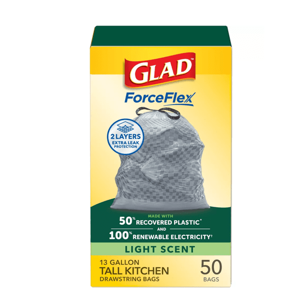 Glad Advanced Strength ForceFlex Drawstring Plastic Trash Bags - 50ct