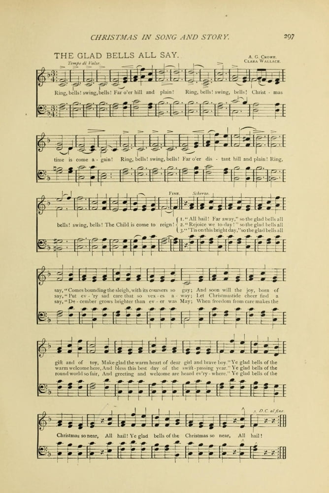 Glad Bells all Say Christmas in Song & Story 1891 Canvas Art - (24 x 36)