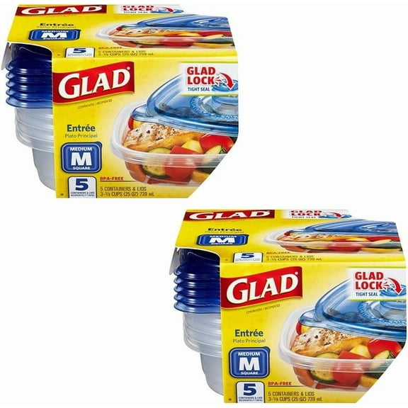 Glad Blue Plastic Airtight Grain Food Storage Container (5 Count)