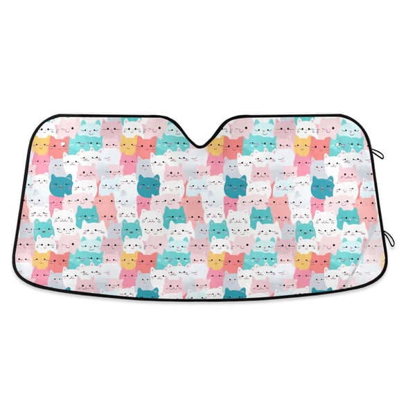 Glad Cat Face Car Windshield Sun Shade Foldable Car Front Window Visor Heat and UV Protection 53x23.5