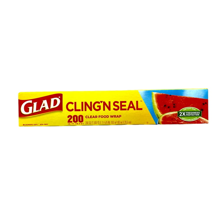 Glad Cling N Seal 200sq Clear food Wrap Microwave safe BPA-free Portioning  Preparing Steaming Protecting 