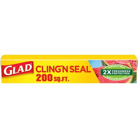 Glad Cling 'N Seal Clear Plastic Wrap - 200 sq ft- Pack of 2
