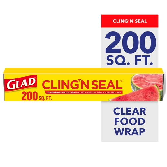 Glad Cling'N Seal Food Wrap, 200 sq ft Roll