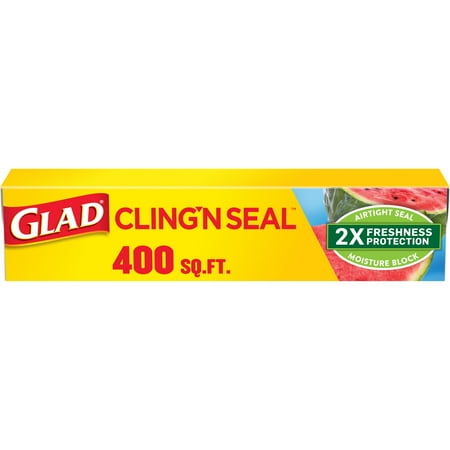 Glad Cling 'N Seal Plastic Food Wrap, 400 Square Foot Roll